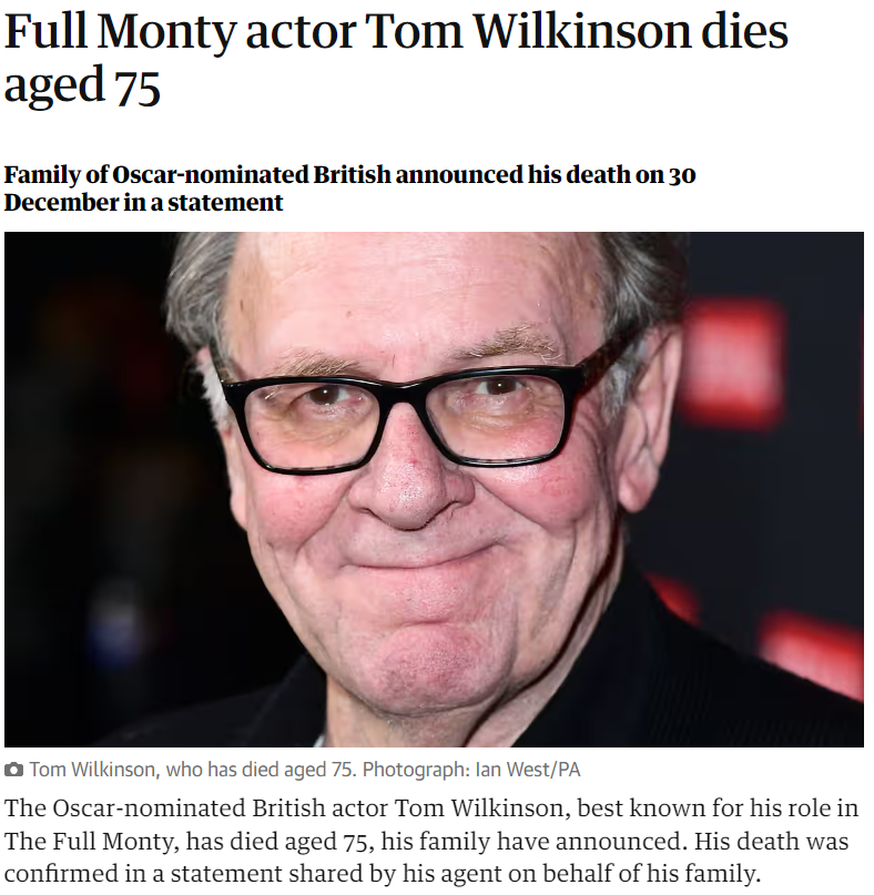 Tom Wilkinson dies 12-30-2023